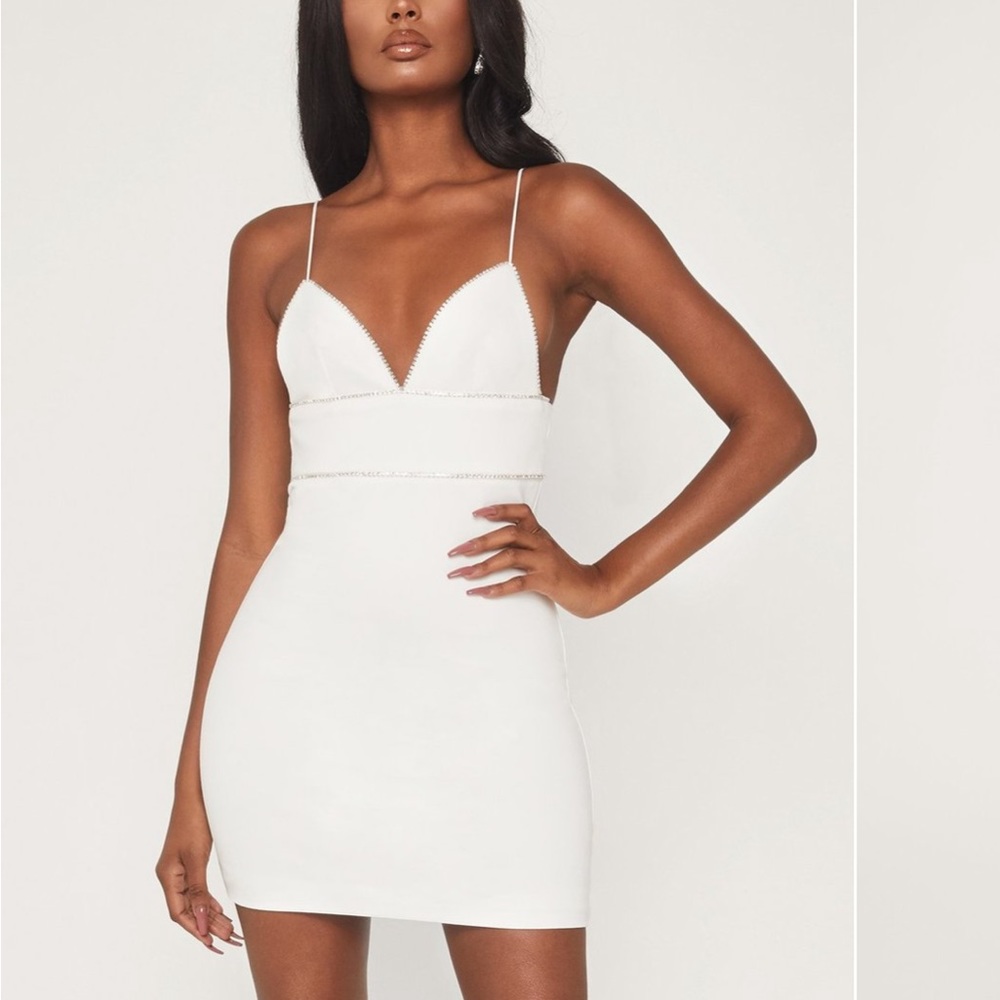 Diamond Trim White Dress